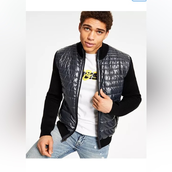 GuessMix-Media Colorblocked Quilted Jacket Medium